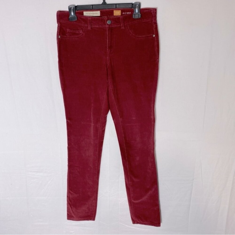 Anthropologie Pilcro Mid Rise Red Corduroy Skinny Pants 32